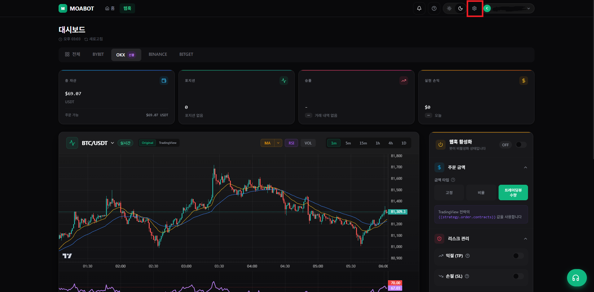 OKX Hyper RSI 02 Open exchange settings